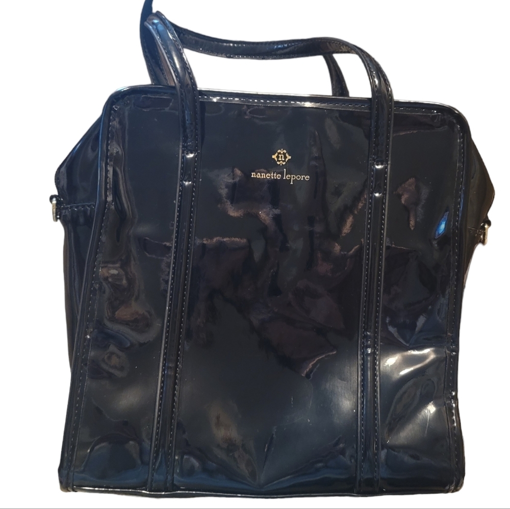 Nannette Lepore Black Patent Medium Size Shopping Bag Purse